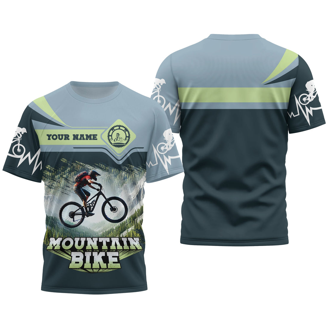 Custom Mountain Bike T Shirt With Adventure Rider Design, Lightweight Sportswear, Personalized MTB Apparel, Gift for Cyclists