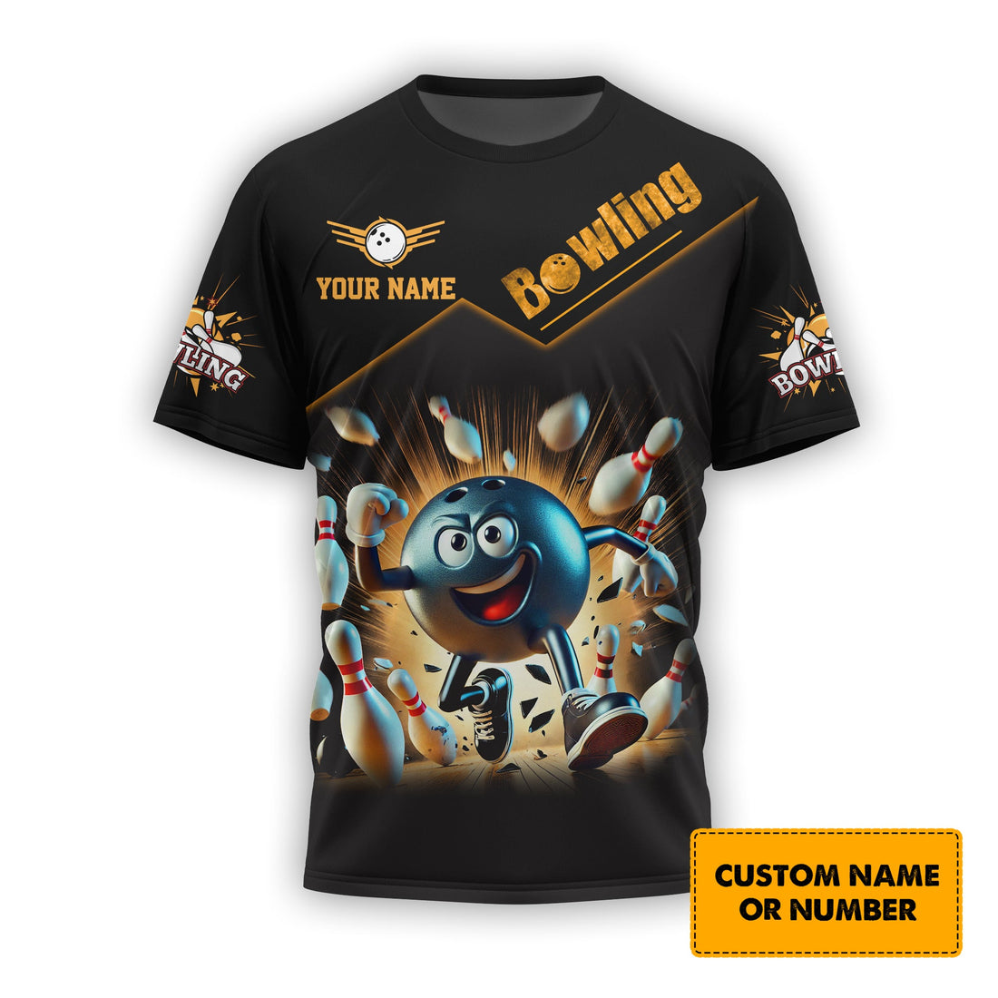 Personalized Name & Team Strike Bowling 3D Polo Shirt, Bowling T-Shirt, Gift For Bowler