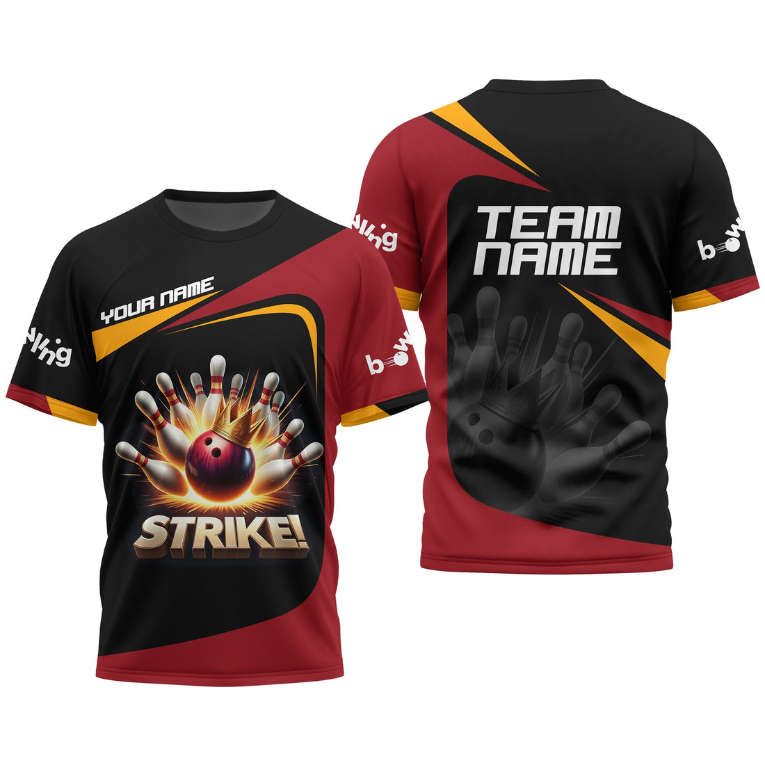 Custom Bowling T Shirt 3D Design Lightweight Sportswear Personalized Team Apparel Gift for Bowlers