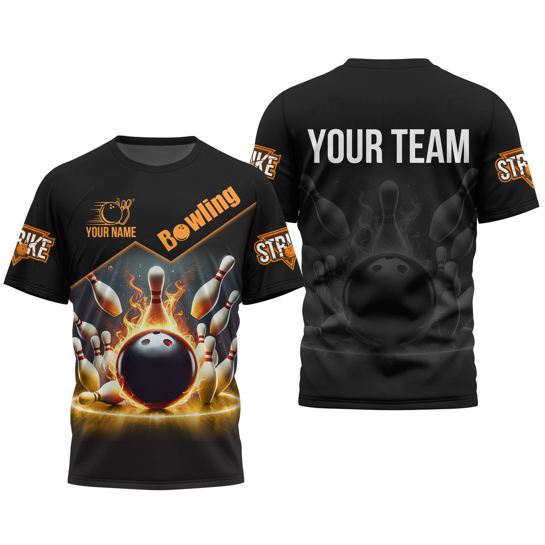 Personalized Bowling T Shirt Lightweight Sportswear Custom Team Apparel Gift for Bowlers