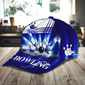 Left side view of bowling snapback hat with dynamic strike graphic and subtle radial line pattern