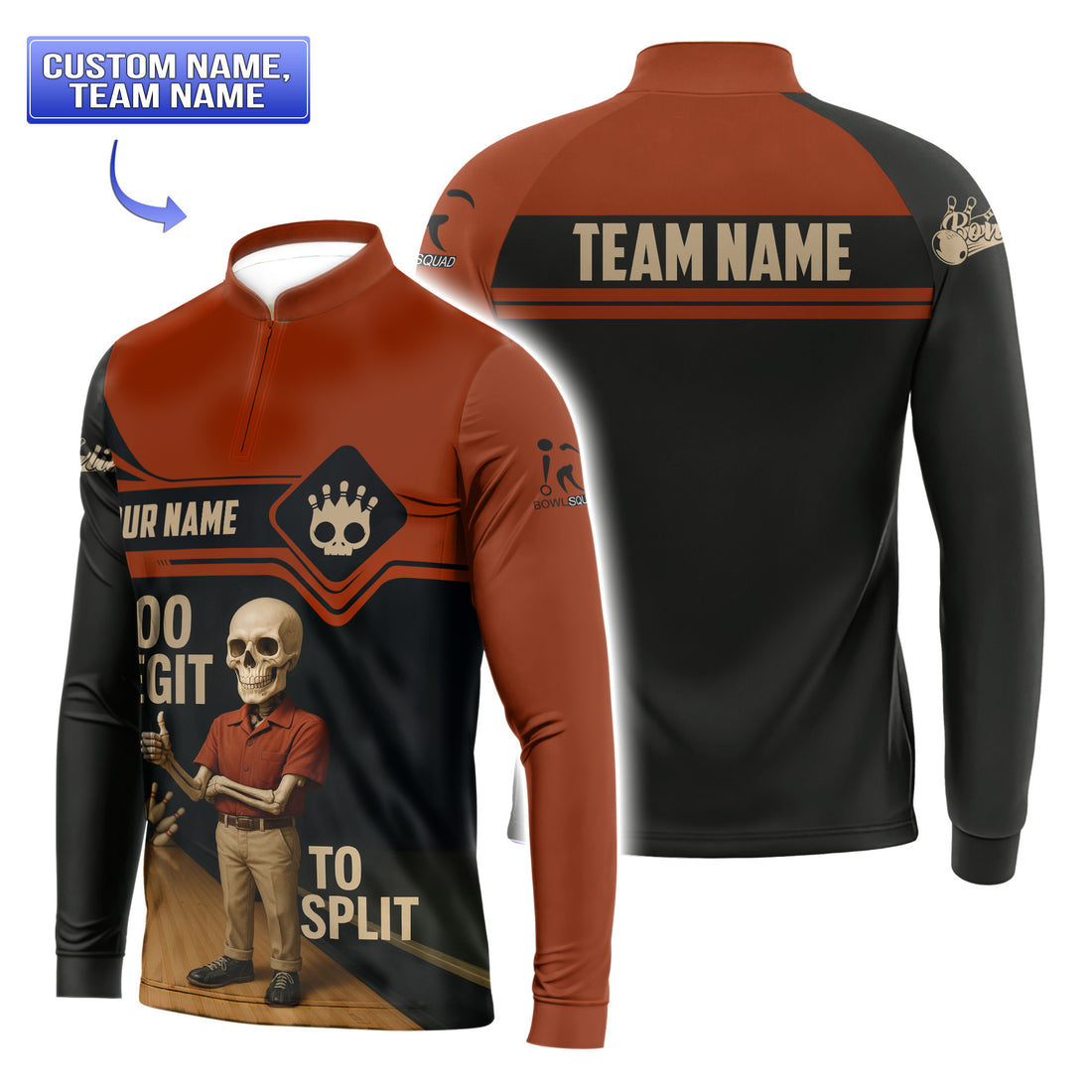 Too Legit to Split Funny Skeleton Retro Bowling Shirt – Custom Team Bowling Jersey for Club