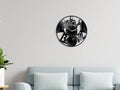 Customizable bowling wall clock featuring a vinyl record with bowling pins and a ball.