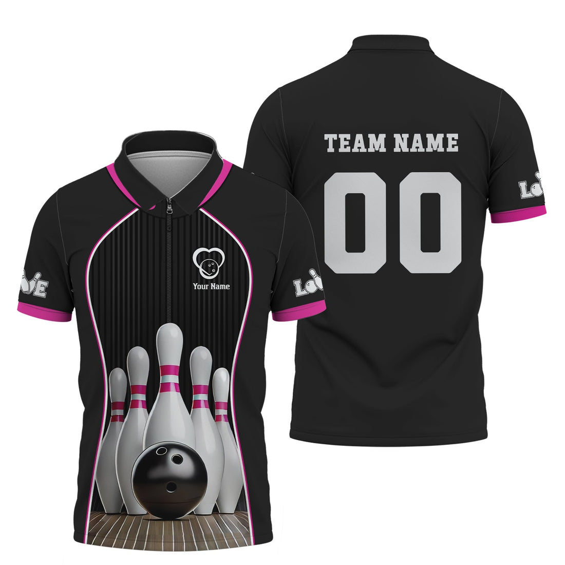 Custom Name Bowling T Shirt, 3D Bowling Pin & Ball Design, Bowling Presents