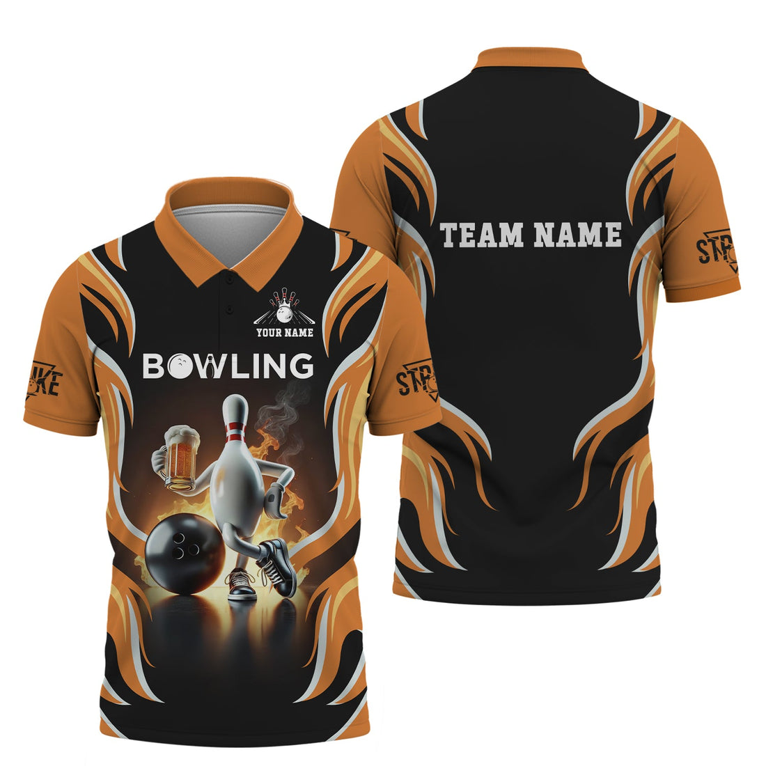 Custom Bowling T Shirt, 3D Bowling Pin & Ball Explosion Design, Bowling Presents