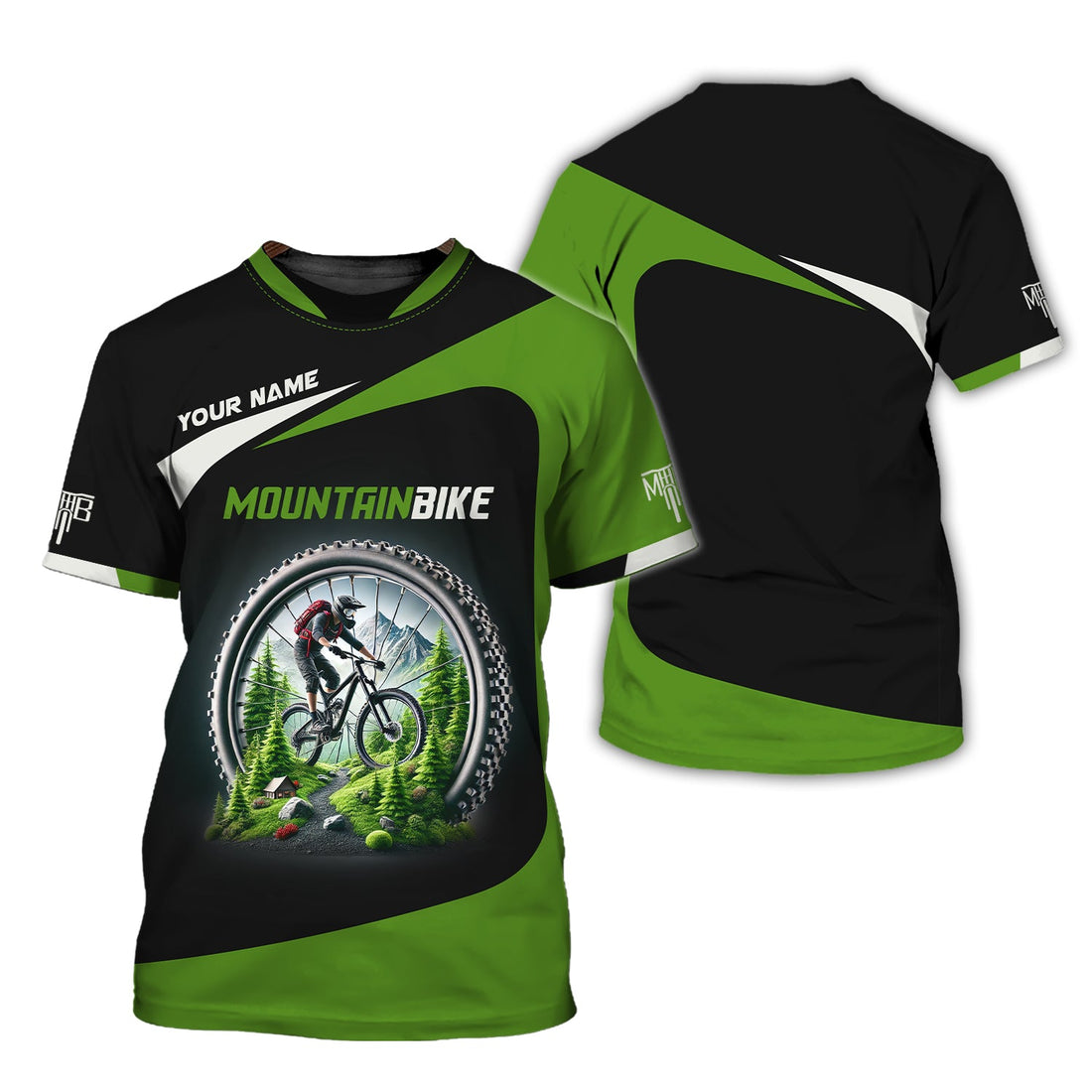 Custom Name Mountain Bike 3D T-Shirt, MTB Polo Shirt, Lightweight Sportswear, Personalized MTB Apparel, Gift for Cyclists
