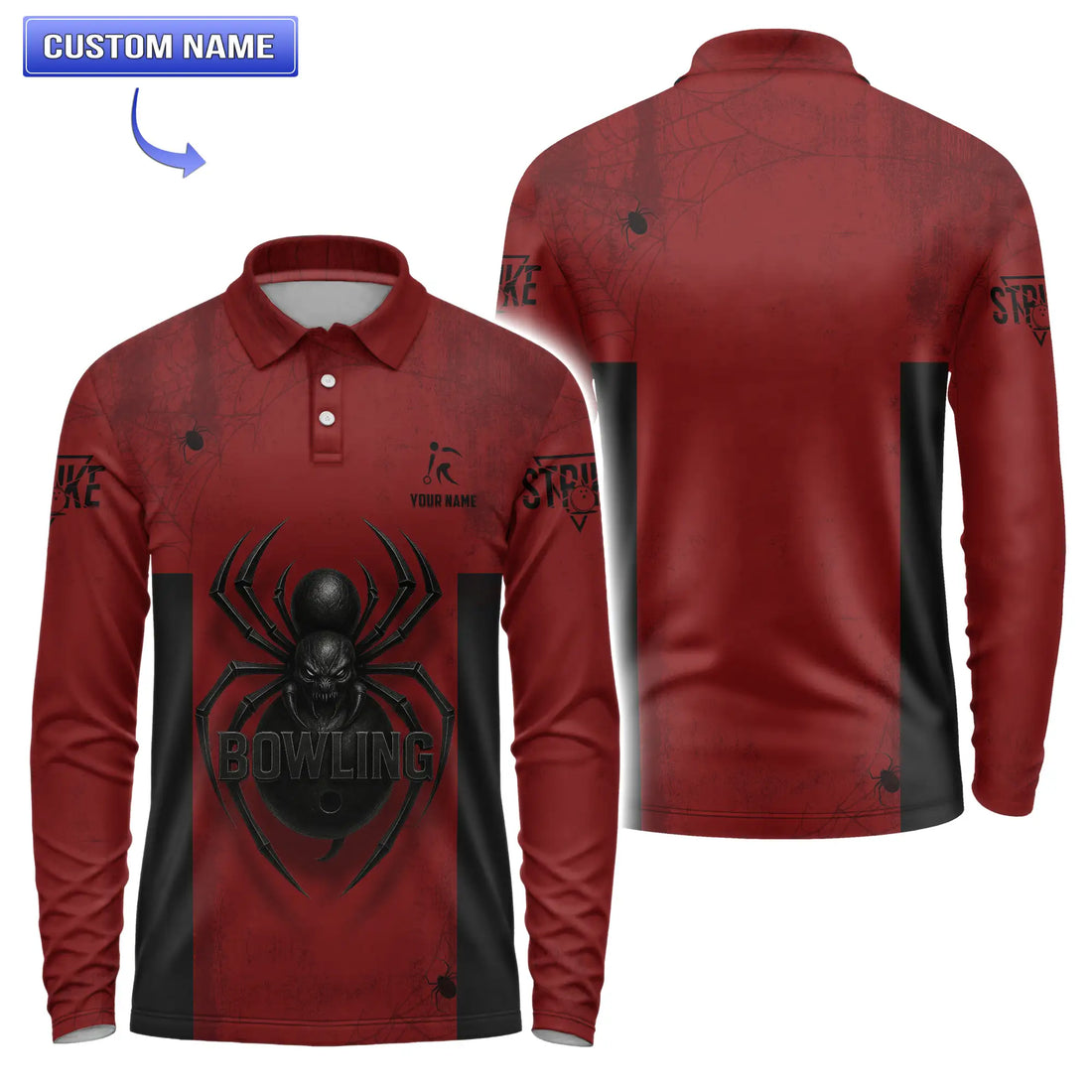 Custom Spider Bowling Polo Shirt with short sleeves men and personalized name option