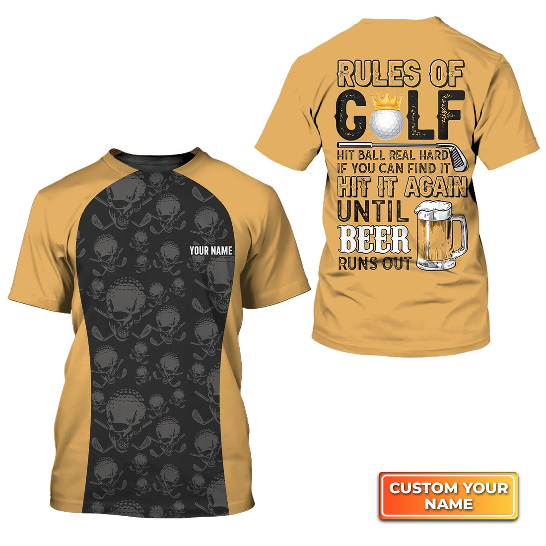 Rules of Golf, Personalized Name 3D Tshirt Gift For Golfer