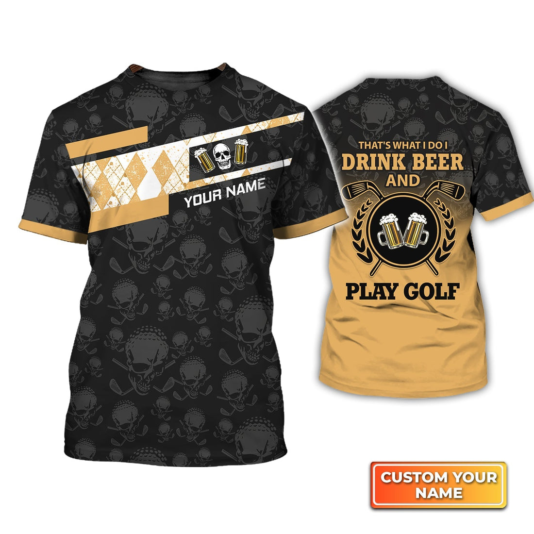 I Drink Beer And Play Golf, Personalized Name 3D Tshirt Gift For Golfer