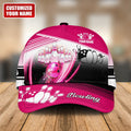 Pink custom bowling cap for women or teens with sporty design