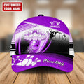 Personalized purple bowling cap with dynamic strike and bowling pins