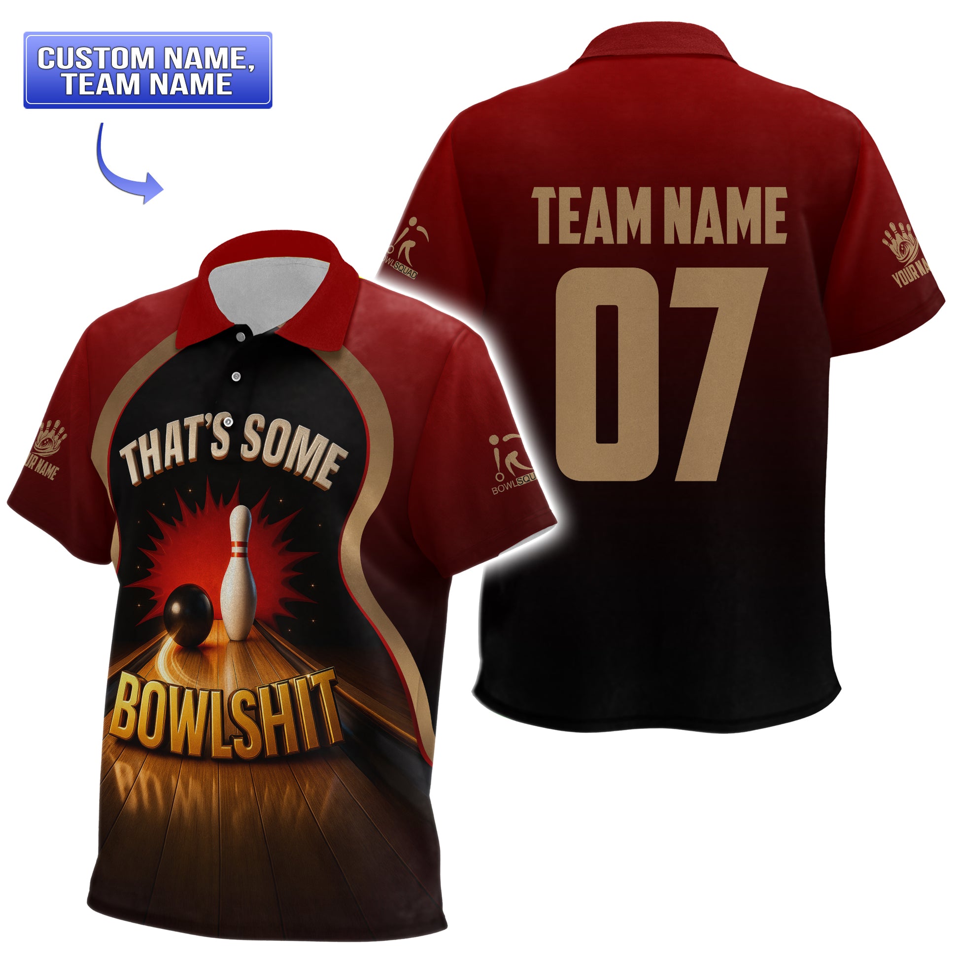 That’s Some Bowlsh*t Bowling Polo – Custom Team Bowling Shirt for Club & Events