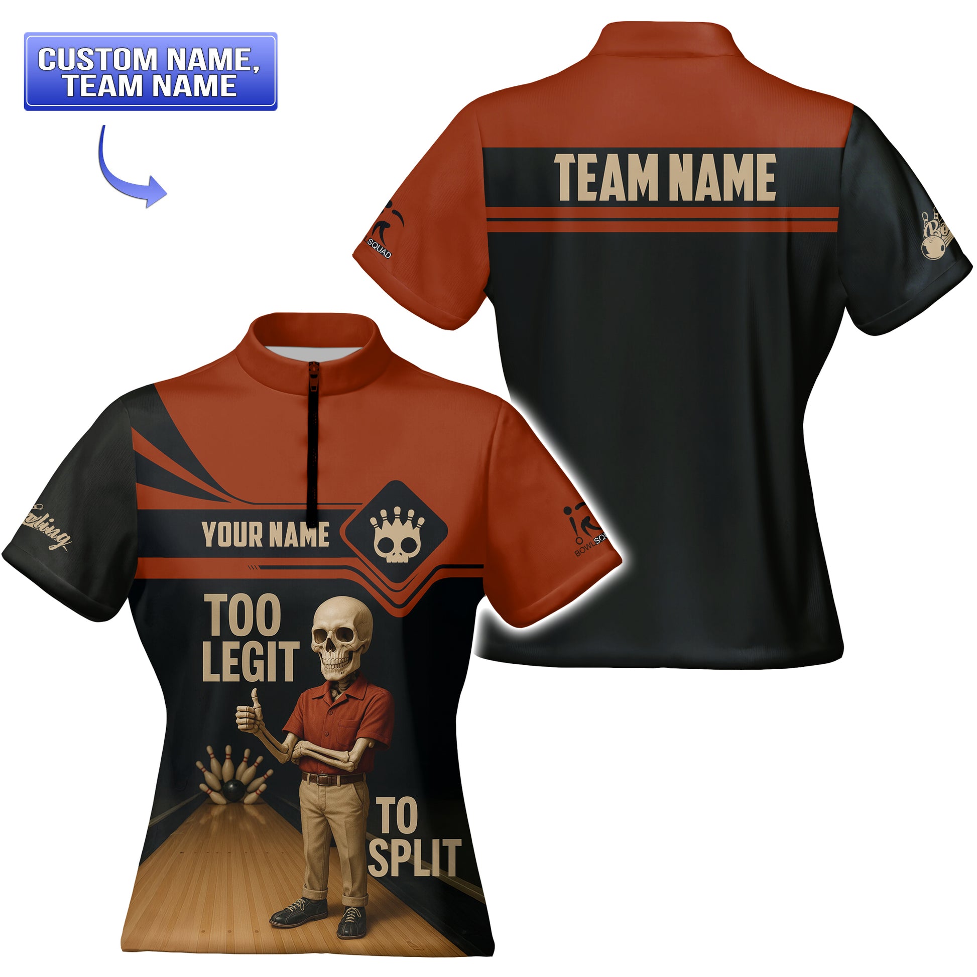 Too Legit to Split Funny Skeleton Retro Bowling Shirt – Custom Team Bowling Jersey for Club