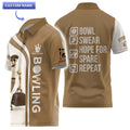 Men's short sleeve vintage skeleton bowling shirt with fun slogan print.